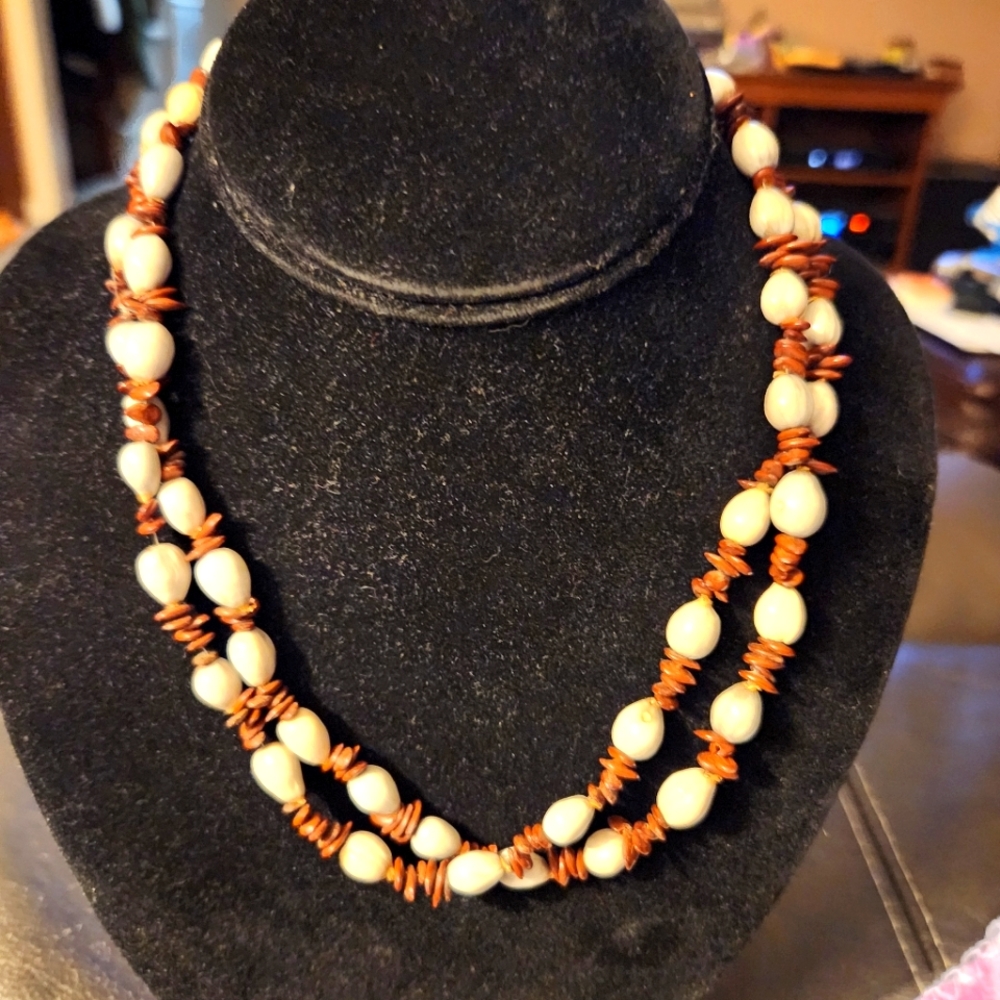 Cowrie and Koa  Seed Necklace